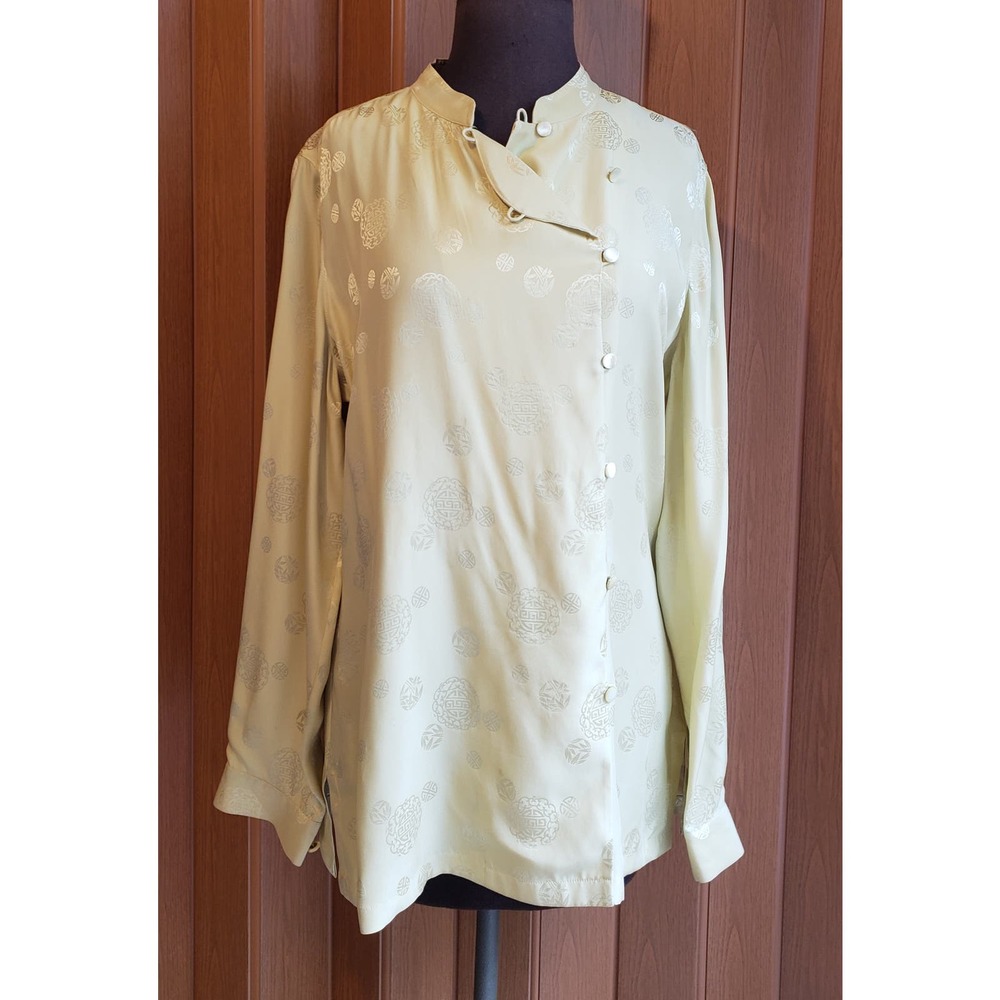 Saks Fith Avenue Silk size 12 yellow long sleeve silk blouse